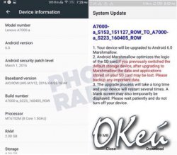  Lenovo A7000    Android 6.0 Marshmallow